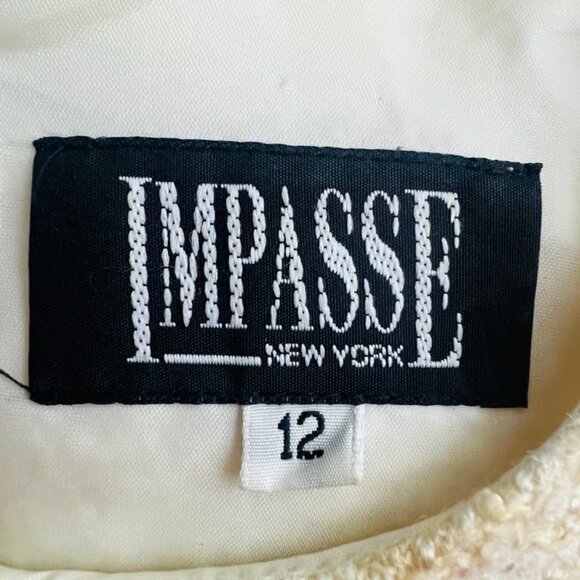 American VINTAGE 90s Impasse US 12 Womens Yellow Tweed Wool Sheath Mini Dress - Picture 5 of 5